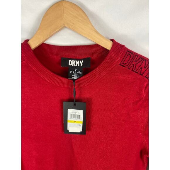 NWT DKNY Logo Long Sleeve Knit Sweater Dress Red Size Medium - Picture 6 of 7